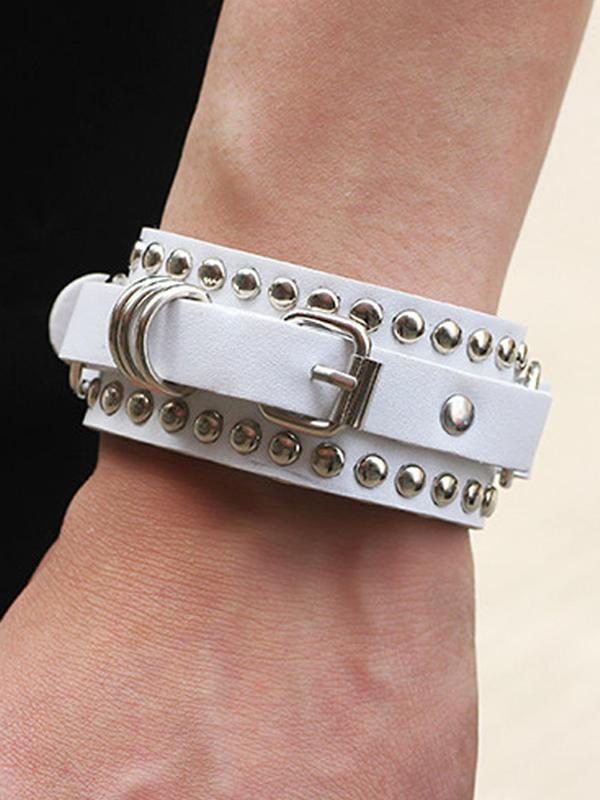 Punk Style Studded Decor PU Leather Bracelet, Fashionable Jewelry for Party, Daily Clothing Decor for Both Men & Women