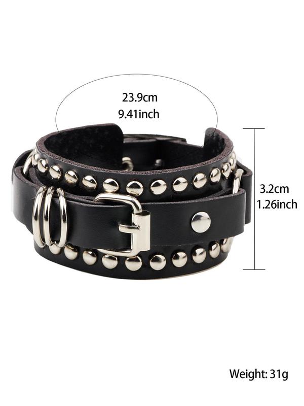 Punk Style Studded Decor PU Leather Bracelet, Fashionable Jewelry for Party, Daily Clothing Decor for Both Men & Women