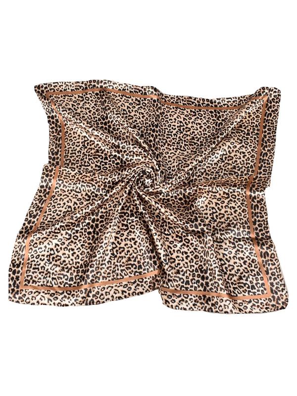 Leopard Print Scarf, Women's Fashionable Square Scarf, Casual Soft Breathable Scarf for Summer, 2024 New Style Spring and Summer Fashion Versatile Scarf