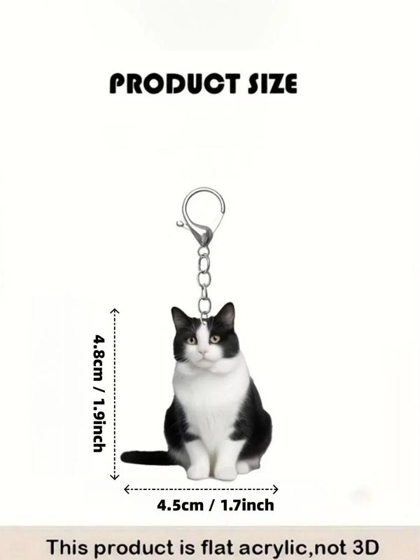 Creative Cat Shaped Keychain, 2D Acrylic Design Decoration, Cute Style Women's Gift, Charming Accessories, Backpack Pendant