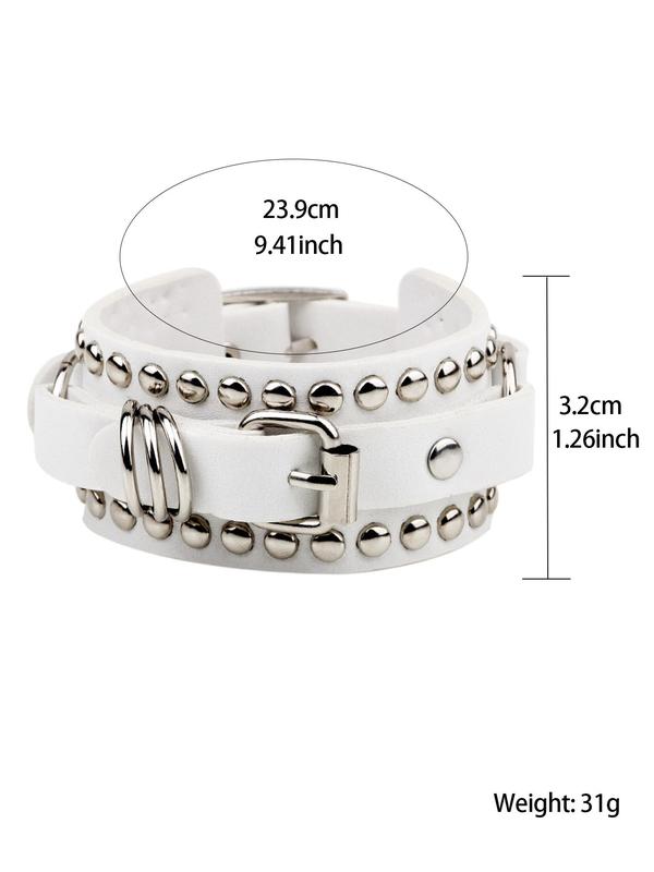 Punk Style Studded Decor PU Leather Bracelet, Fashionable Jewelry for Party, Daily Clothing Decor for Both Men & Women