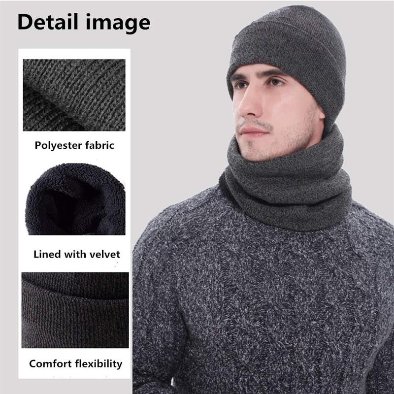 Mens Winter Scarf Hats and Gloves Set Knit Beanie Hat Warmer Scarf and TouchScreen Gloves 3 count for Men