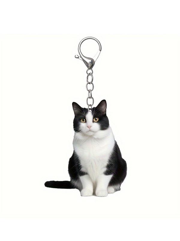 Creative Cat Shaped Keychain, 2D Acrylic Design Decoration, Cute Style Women's Gift, Charming Accessories, Backpack Pendant