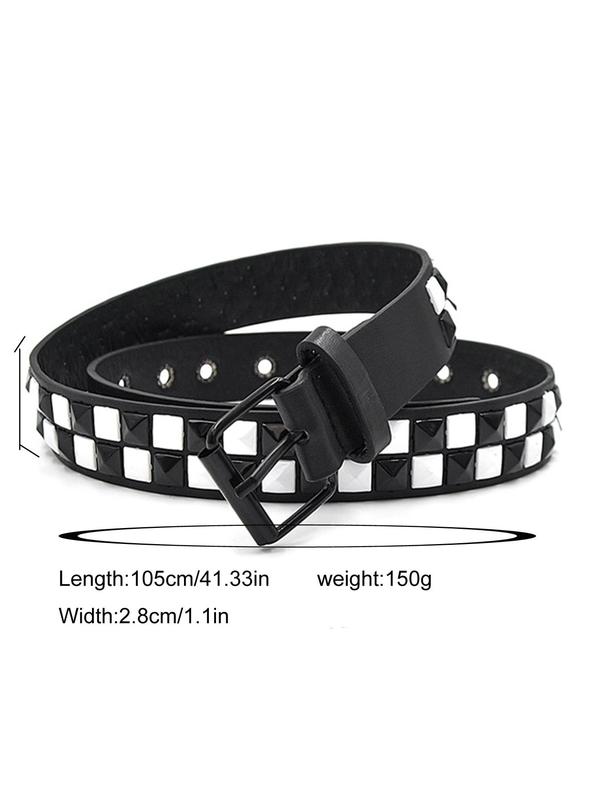 Punk Style Checkerboard Pattern Tape Belt, 2024 New Style Fashionable Pu Leather Belt for Women & Men, Trendy All-match & Exquisite Belt for Birthday Gift