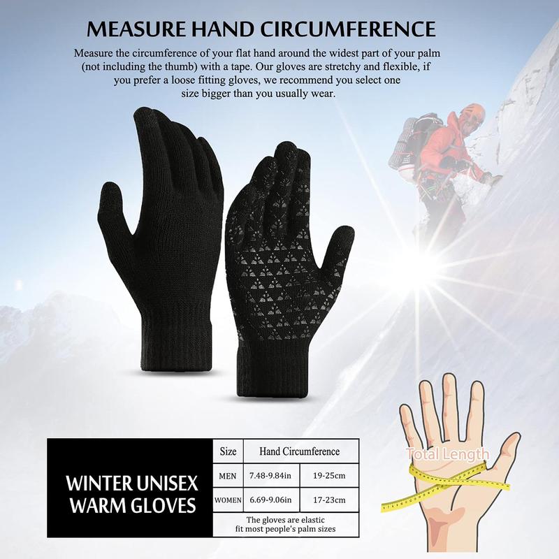 Winter Warm Gloves, 1 Pair Couple Knitted Thick Gloves with Touch Screen Function, Work, Driving, Outdoor Sports, and Cold Weather Protection, Christmas Gift