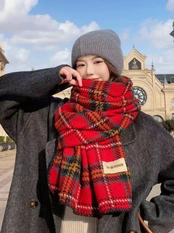 Tartan Pattern Scarf, Casual Soft Warm Long Shawl for Women & Men, Fashion Accessories for Daily Wear, Trendy All-match & Exquisite Scarf for Birthday Gift