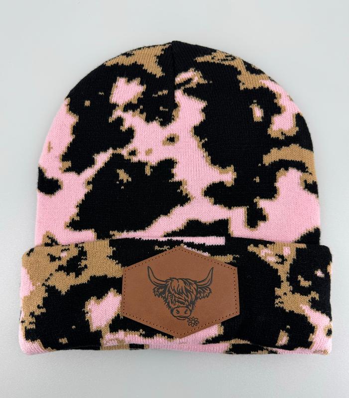 Pink Highland Cow Beanie