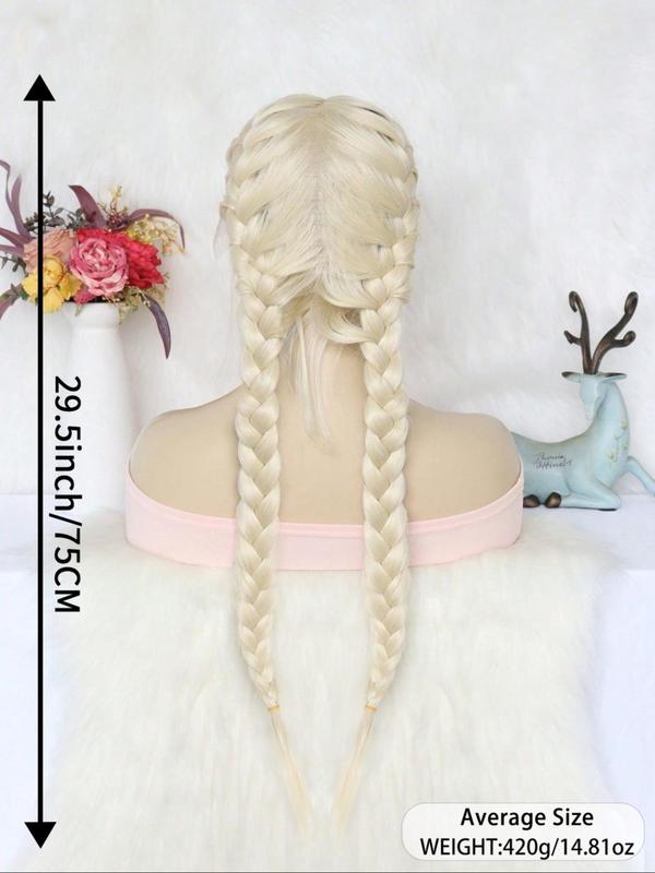 Women's Long Ombre Blonde Double Twist Dutch Braided Lace Front Wig with Baby Hair, Striking Natural Fluffy Hair Wigs without Bangs, Synthetic Hair Wigs for Daily & Cosplay & Anime & Costume Party,  Braids Hairstyles Lace Braids Hairstyles