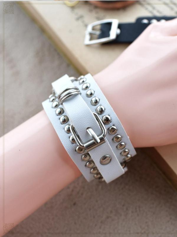 Punk Style Studded Decor PU Leather Bracelet, Fashionable Jewelry for Party, Daily Clothing Decor for Both Men & Women