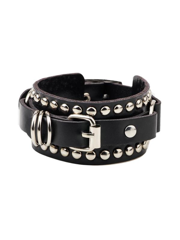 Punk Style Studded Decor PU Leather Bracelet, Fashionable Jewelry for Party, Daily Clothing Decor for Both Men & Women