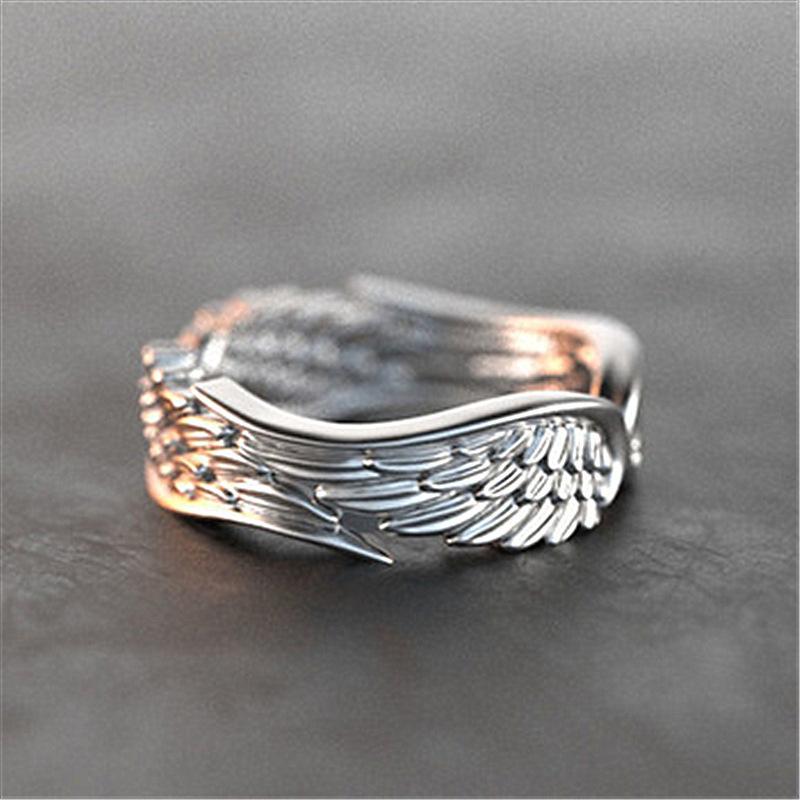 Angel wings feather wing ring men's open ring,personalized fashion