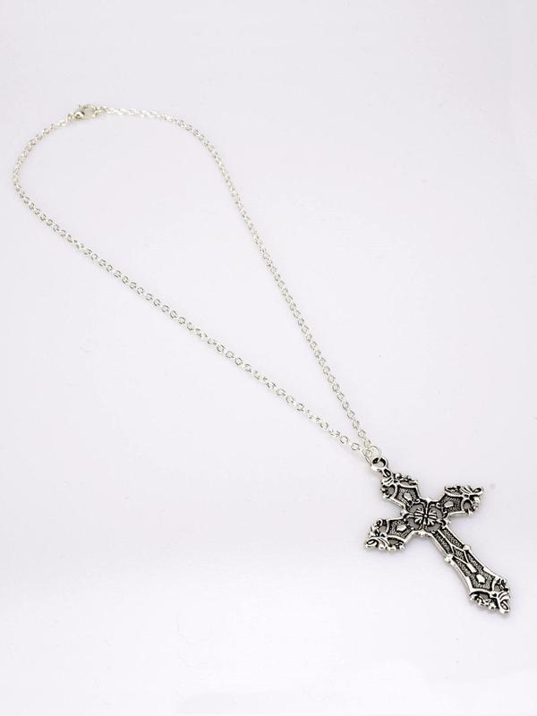 Vintage Cross Pendant Necklace for Men & Women,  Fashion Jewelry for Party, Daily Clothing Decor, Trendy All-match & Exquisite Jewelry for Birthday Gift