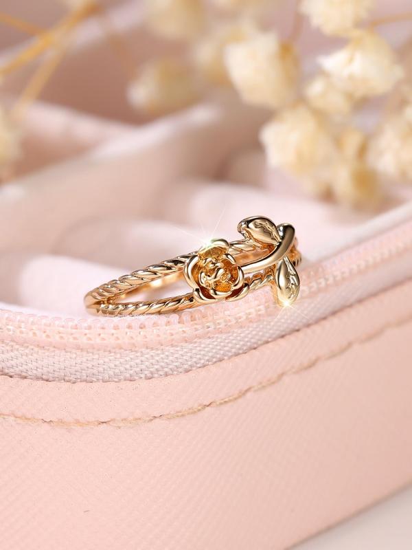 2024 Summer Women's Vintage Rose Design Promise Ring, Trendy All-match Ring for Daily Decoration, Fashion Exquisite Jewelry for Women As Birthday Gift