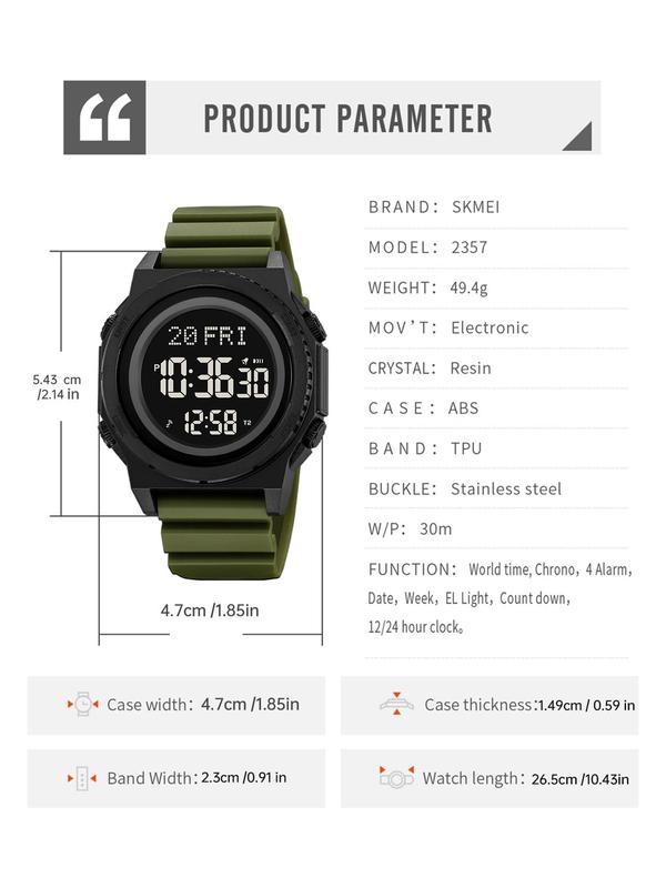 Men's Fashion Digital Watch, Casual Sporty Digital Watch with Luminous Dial & Alarm Mode, Waterproof Electronic Watch with Box for Men