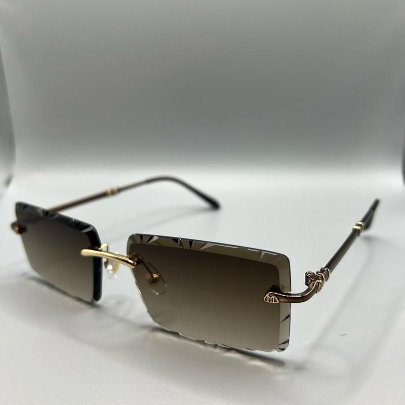 Rectangle 2024 Fashion Fancy Designer Rimless Diamond Cut Lens UV 400 protection Shades Sunglasses for Men