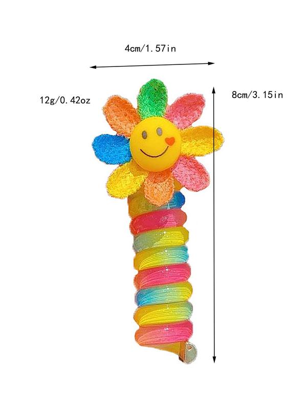 Cartoon Sunflower Design Hair Tie, Colorful High Stretch Ponytail Holder, Cute Lovely Hair Accessories for Women & Girls