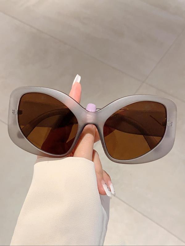 Simple Gradient Lens Sunglasses, Large Frame Fashion Sunglasses for Women, Basic Sunglasses for Outdoor Activities, Summer Accessories 2024 for Beach Travel