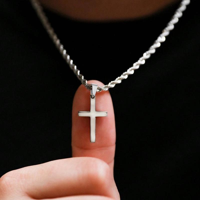 Cross Necklace for Men 2.5mm Rope Chain for Men and Women Rope Necklace for Boys