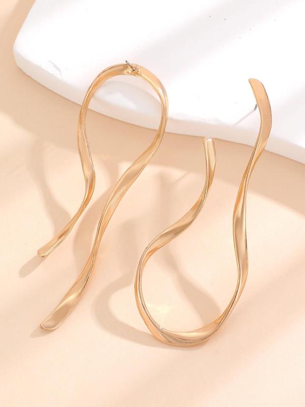 Simple and Exaggerated Irregular Lines Shape Earrings, 1 Pair Creative and Trendy Alloy Pendant Earrings for Women, Casual and Versatile Accessories for Party, Daily Wear