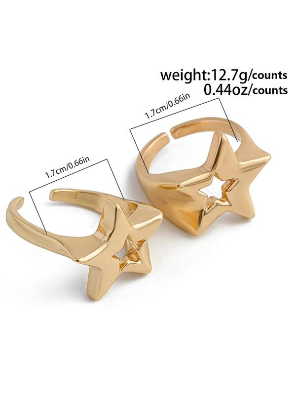 Hollow Out Star Design Open Ring, Fashion Accessories for Women & Girls, Simple Jewelry for Party, Daily Clothing Decor, Trendy All-match & Exquisite Jewelry for Birthday Gift