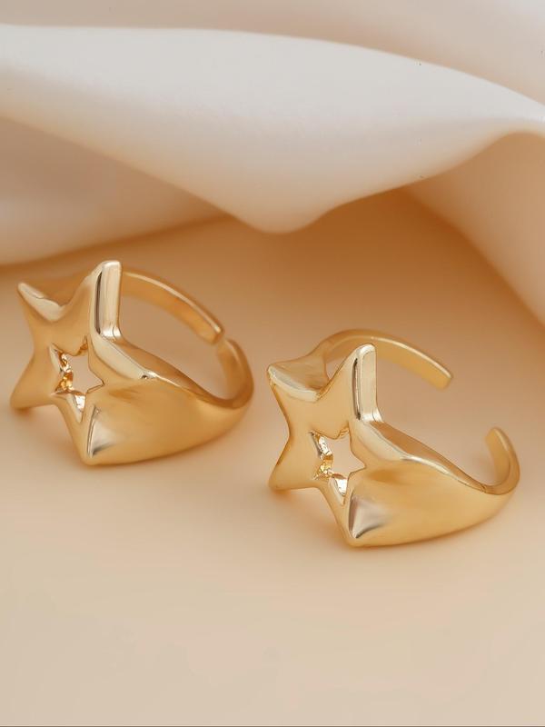 Hollow Out Star Design Open Ring, Fashion Accessories for Women & Girls, Simple Jewelry for Party, Daily Clothing Decor, Trendy All-match & Exquisite Jewelry for Birthday Gift