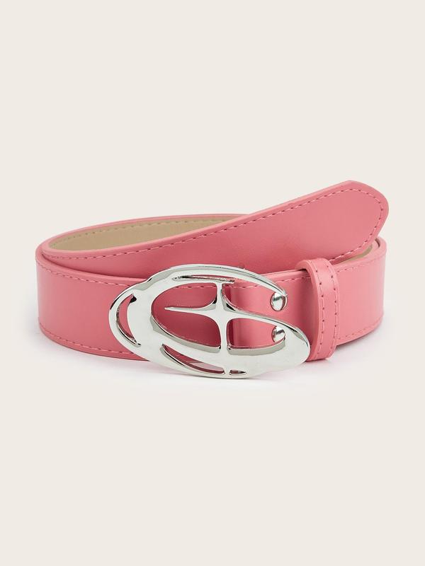 Women's Fashionable Oval &  Star Design Buckle Belt, Casual Waistband for Jeans Trousers, Trendy All-match & Exquisite Belt for Birthday Gift