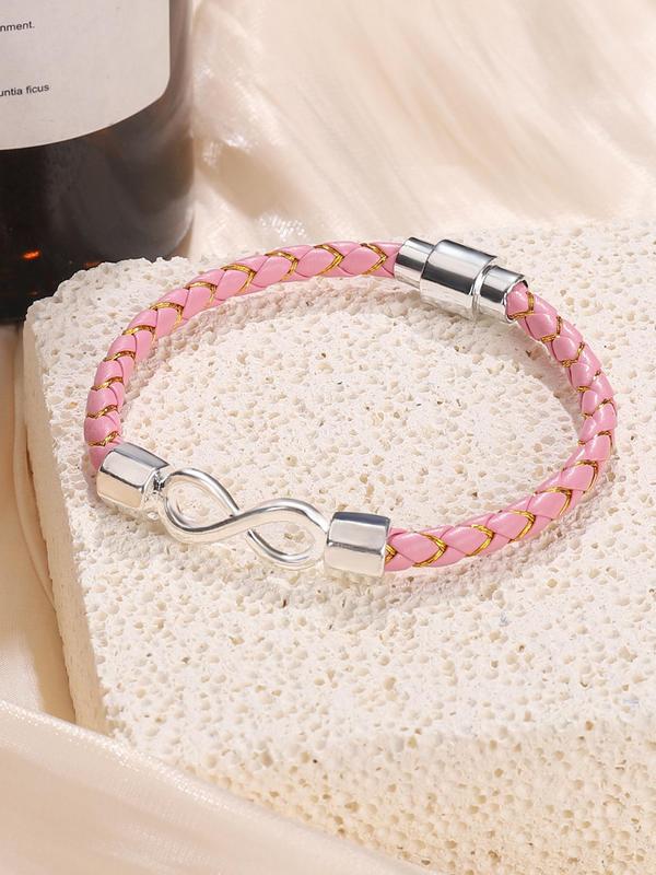 Women's Fashion Leather Braided Bracelet, Trendy Infinity Symbol Charm Bracelet, Chic All-match Clean Girl Jewelry As Gift