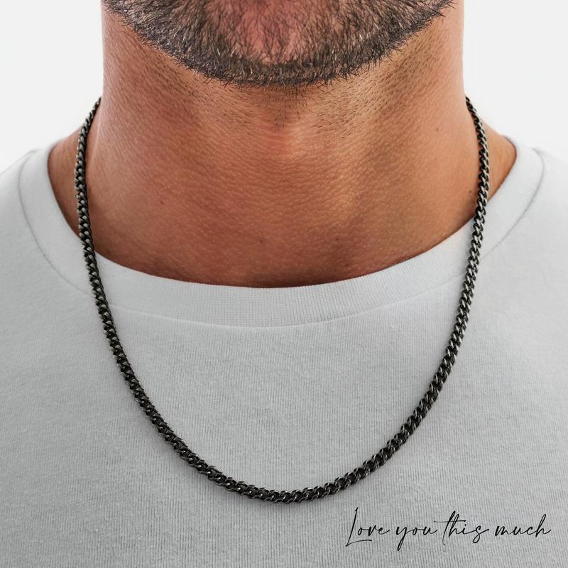 To My Man Steel Cuban Necklace, Meaningful Gift for Him, Romantic Gift for Boyfriend Long Distance, Small Sentimental Gift for Boyfriend, I Love My Boyfriend