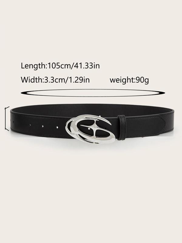 Women's Fashionable Oval &  Star Design Buckle Belt, Casual Waistband for Jeans Trousers, Trendy All-match & Exquisite Belt for Birthday Gift