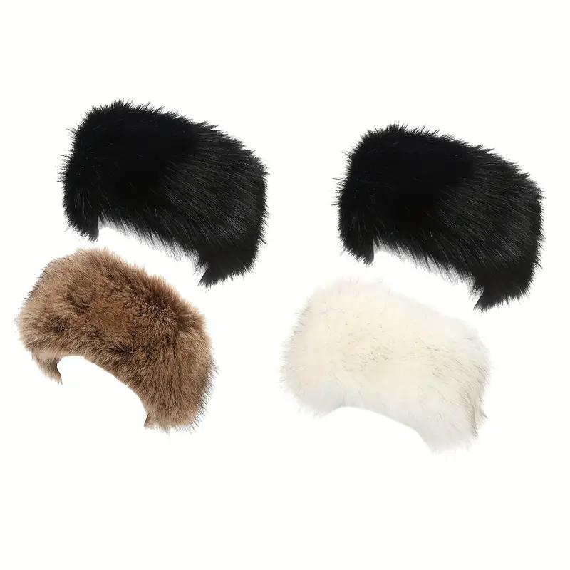 2pcs Faux Fur Women's Headbands, Elastic Women's Winter Warm Earmuffs, Casual and Fashionable for Daily Wear