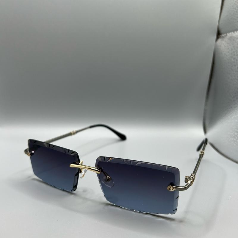 Rectangle 2024 Fashion Fancy Designer Rimless Diamond Cut Lens UV 400 protection Shades Sunglasses for Men