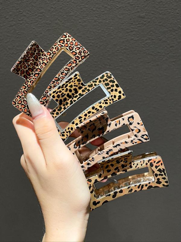 Leopard Pattern Hair Claw, Casual Versatile Hair Accessories for Women, Minimalist Headwear Suitable for Thick Hair, Fashion Hair Accessories for Party, Daily Clothing Decor