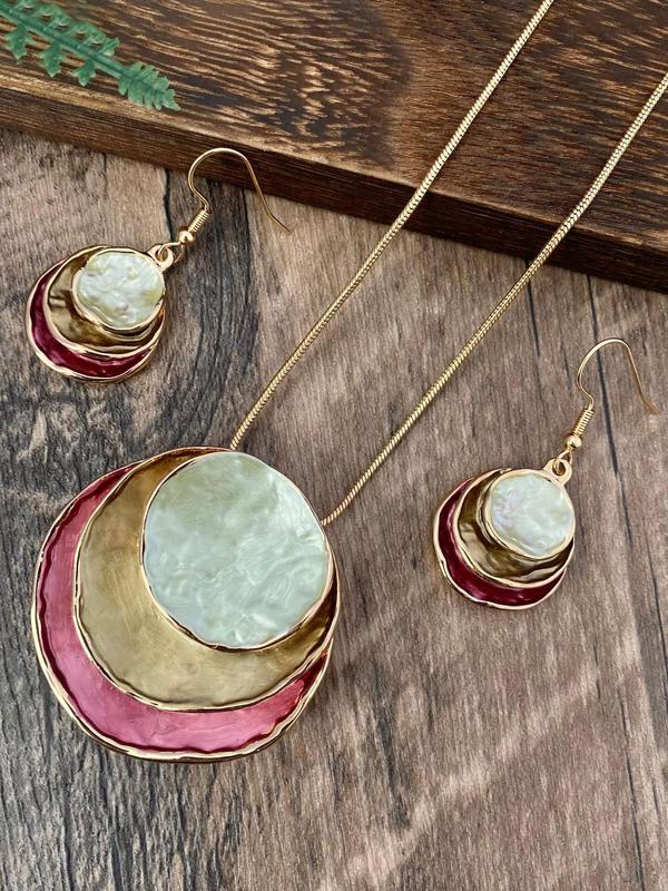 Boho Style Pendant Necklace & Dangle Earrings, Fashion Jewelry for Party, Daily Clothing Decor, Trendy All-match & Exquisite Jewelry for Birthday Gift