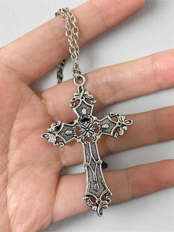 Vintage Cross Pendant Necklace for Men & Women,  Fashion Jewelry for Party, Daily Clothing Decor, Trendy All-match & Exquisite Jewelry for Birthday Gift