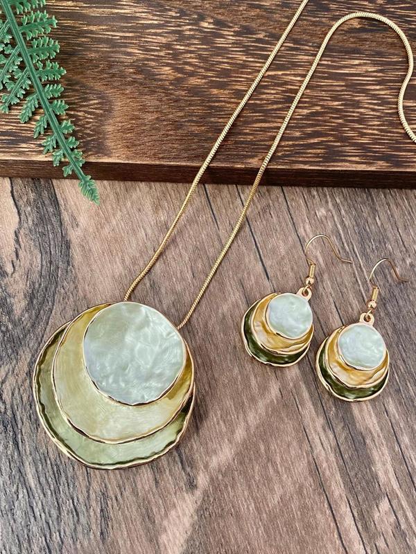 Boho Style Pendant Necklace & Dangle Earrings, Fashion Jewelry for Party, Daily Clothing Decor, Trendy All-match & Exquisite Jewelry for Birthday Gift