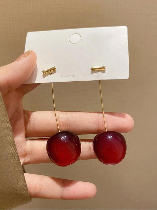 Cute Cherry Design Dangle Earrings, 2024 New Style Fashionable Jewelry for Women & Girls, Trendy All-match & Exquisite Jewelry for Birthday Gift Dainty Gift for Your Love