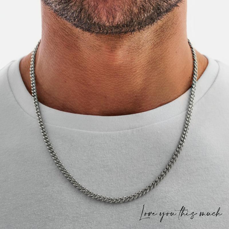 To My Man Steel Cuban Necklace, Meaningful Gift for Him, Romantic Gift for Boyfriend Long Distance, Small Sentimental Gift for Boyfriend, I Love My Boyfriend