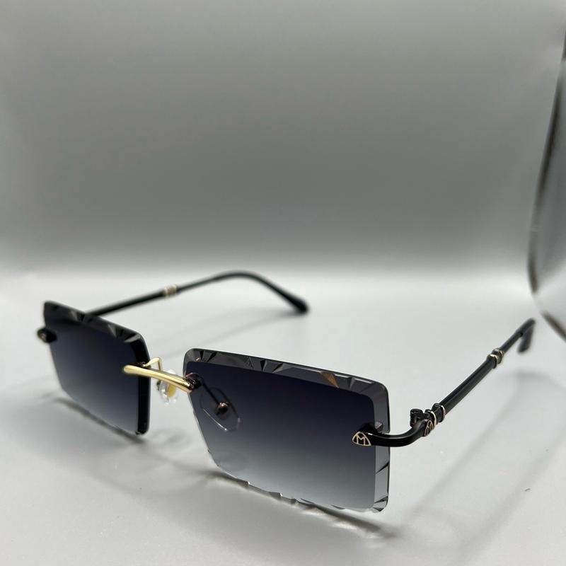 Rectangle 2024 Fashion Fancy Designer Rimless Diamond Cut Lens UV 400 protection Shades Sunglasses for Men