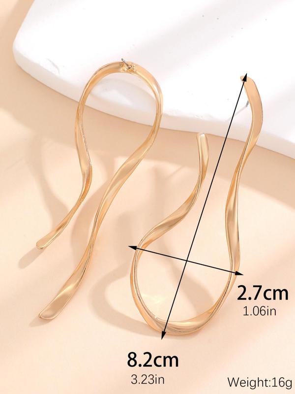 Simple and Exaggerated Irregular Lines Shape Earrings, 1 Pair Creative and Trendy Alloy Pendant Earrings for Women, Casual and Versatile Accessories for Party, Daily Wear