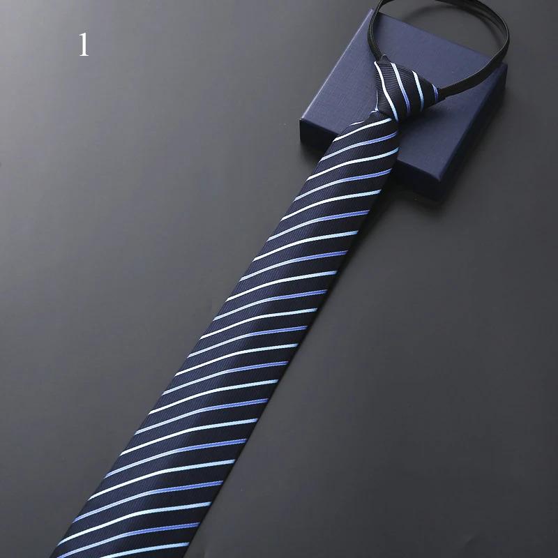 Lazy Zipper Men's Tie Business Formal Dress Wear Stripe Solid Color Zipper Necktie Wholesale Gifts for Men Slim Skinny Tie