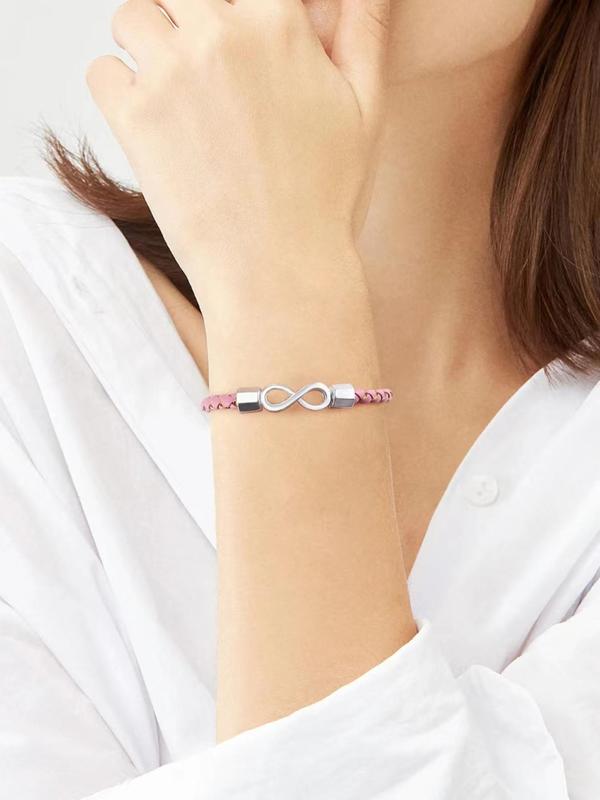 Women's Fashion Leather Braided Bracelet, Trendy Infinity Symbol Charm Bracelet, Chic All-match Clean Girl Jewelry As Gift