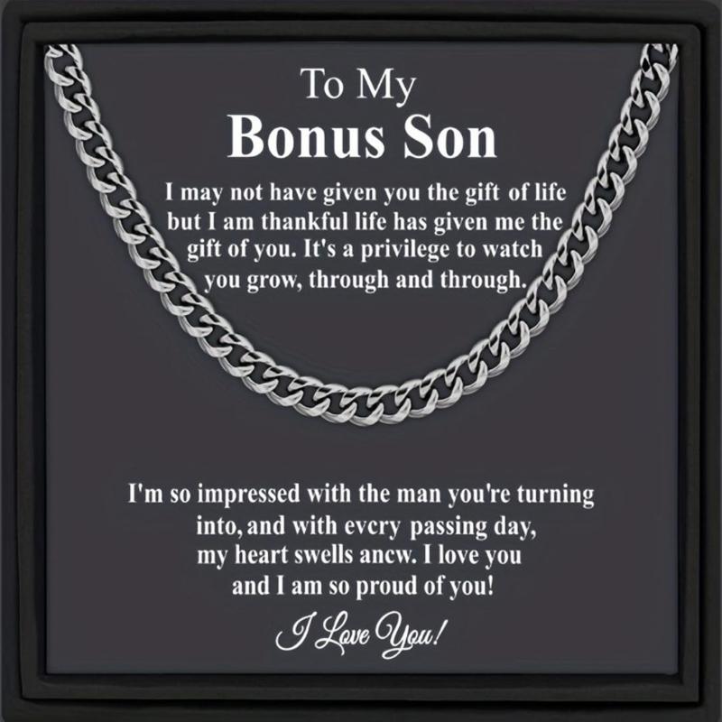 Chain Necklace with Gift Card & Gift Box, 1 Count Men's Chain Torque, Perfect Gift for Bonus Son Christmas Graduation