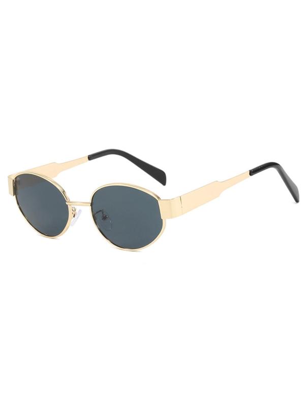 Unisex Vintage Oval Frame Sunglasses, Trendy Casual Tinted Lens Sunglasses for Everyday Use, Fashion Accessories for Outdoor Activities