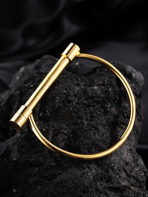 Unisex Street Style Horseshoe Shaped Bangle, Trendy Minimalist Bangle Bracelet, Fashionable Vintage Jewelry for Women & Men As Gift