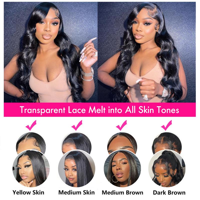 Bling Hair 13x6 Body Wave Lace Frontal Wig Human Hair Pre-plucked 13x4 Transparent Lace Front Wigs For Women 180% Density Brazilian Human Hair Wigs