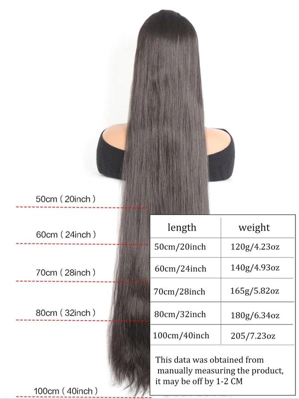 20 24 28 32 40 Inch Long Straight Clip-in Hair Extension,  Natural Fluffy Synthetic Hair Extension for Daily Use, Chic Heat Resistant Hair Piece for Party & Daily Hairstyle Decor