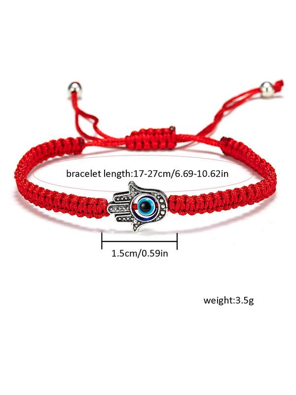 Evil Eye Hand Braided Bracelet, Unisex Hand Woven Adjustable Bracelet, Fashion Jewelry for Party, Daily Clothing Decor, Exquisite Jewelry for Gift