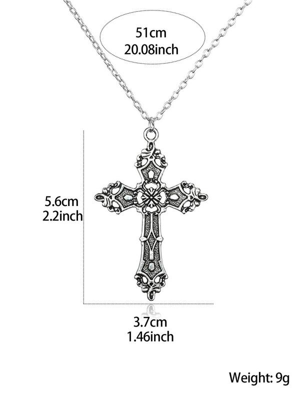 Vintage Cross Pendant Necklace for Men & Women,  Fashion Jewelry for Party, Daily Clothing Decor, Trendy All-match & Exquisite Jewelry for Birthday Gift