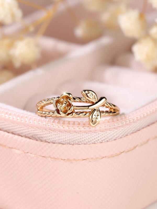 2024 Summer Women's Vintage Rose Design Promise Ring, Trendy All-match Ring for Daily Decoration, Fashion Exquisite Jewelry for Women As Birthday Gift