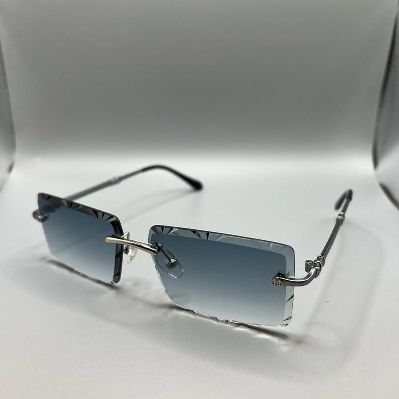 Rectangle 2024 Fashion Fancy Designer Rimless Diamond Cut Lens UV 400 protection Shades Sunglasses for Men